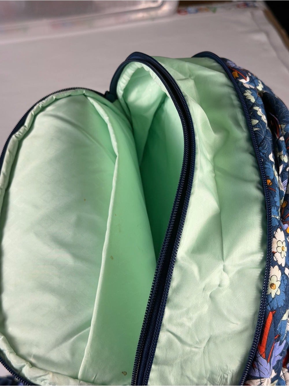 Vera Bradley Large Quilted Travel Laptop Backpack Blue Floral Carry On - Picture 7 of 13